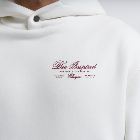 Bee Inspired Olise Hoodie in Ivory, relaxed fit hoodie with stretch cuffs and hem, front view