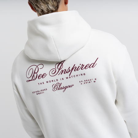 Bee Inspired Olise Hoodie in Ivory, relaxed fit hoodie with stretch cuffs and hem, styled shot