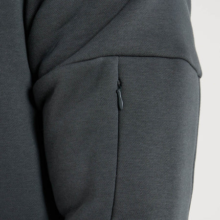 Bee Inspired Alonso Crew Sweater in Charcoal, slim fit crew sweater in a minimal streetwear style, close-up