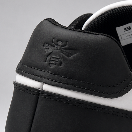 Bee Inspired Renato Cupsole Trainer in White/Black, court-inspired trainer with a premium finish, alternate angle
