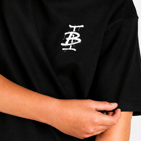 Bee Inspired Junior Tonali T-Shirt in Black/Pink, heavyweight cotton junior tee with a graffiti-style graphic