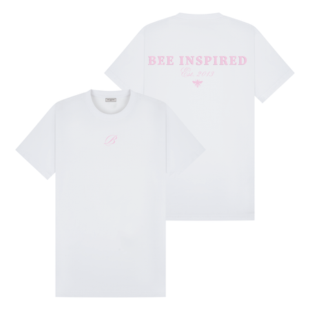 Bee Inspired Isla T-Shirt in White Relaxed Fit, boxy square oversized fit tee, front view