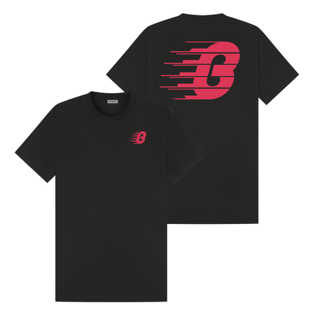 Bee Inspired Pavia T-Shirt in Black/Red Relaxed Fit, boxy square oversized fit tee, a modern everyday essential, front view