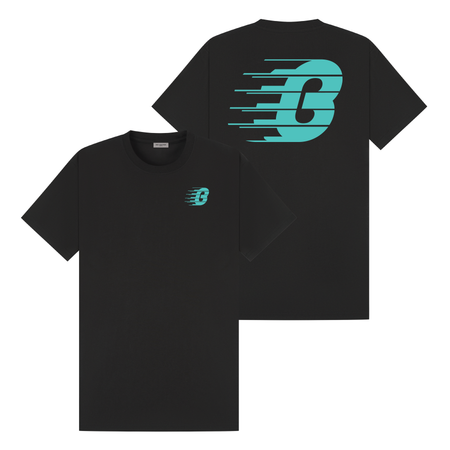 Bee Inspired Pavia T-Shirt in Black/Teal Relaxed Fit, boxy square oversized fit tee, a modern everyday essential, front view