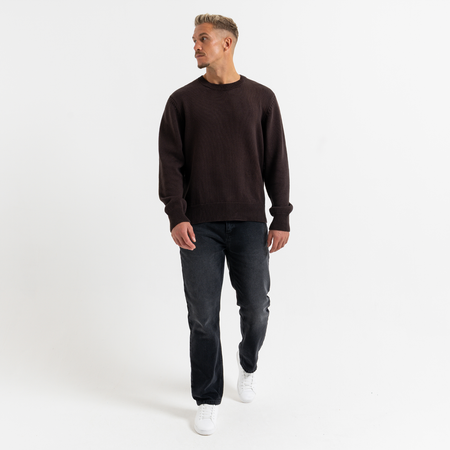 Bee Inspired Conti Sweater in Coffee, relaxed fit premium knitwear sweater, styled shot
