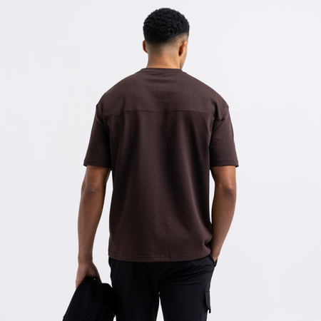 Bee Inspired Diallo T-Shirt in Coffee, relaxed fit tee designed for easy layering, styled shot