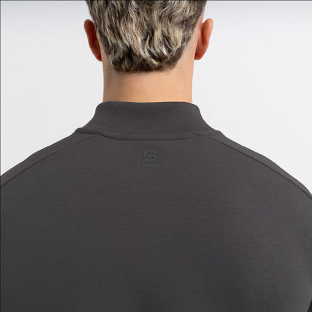 Bee Inspired Klose 1/4 Zip in Charcoal, slim fit quarter-zip with stretch cuffs and sleeve panelling, front view