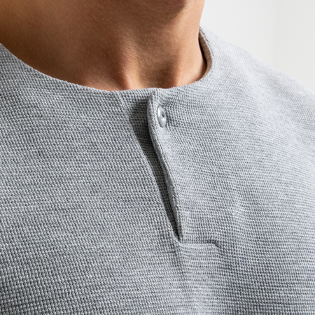 Bee Inspired Lavia Crew in Light Grey Marl, relaxed fit crew sweatshirt with an overlap collar, back view
