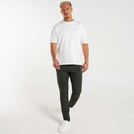 Bee Inspired Merola Pant in Khaki, regular fit trousers with a branded back pocket label, styled shot