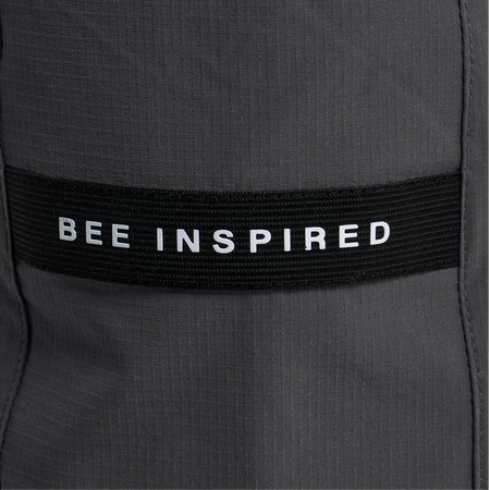 Bee Inspired Milito Pants in Charcoal, slim fit cargo trousers in stretch ripstop fabric, close-up