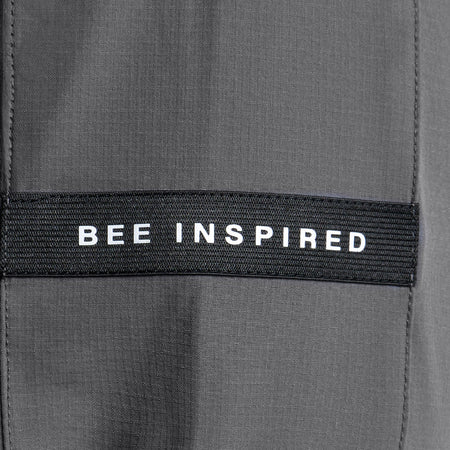 Bee Inspired Milito Hoodie in Charcoal, slim fit hoodie in ripstop fabric with 5 pockets, back view