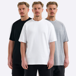 Relaxed Fit Triple Pack - Black/White/Heather Grey