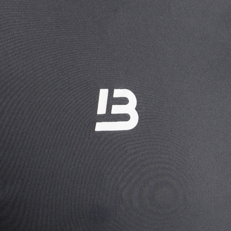 Bee Inspired Signature Sports 1/4 Zip in Charcoal, quarter-zip sports top with a thumb hole in the sleeve, alternate angle