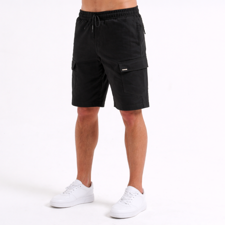 Bee Inspired Verdi Cargo Shorts in Black, relaxed fit carpenter-style cargo shorts, styled shot