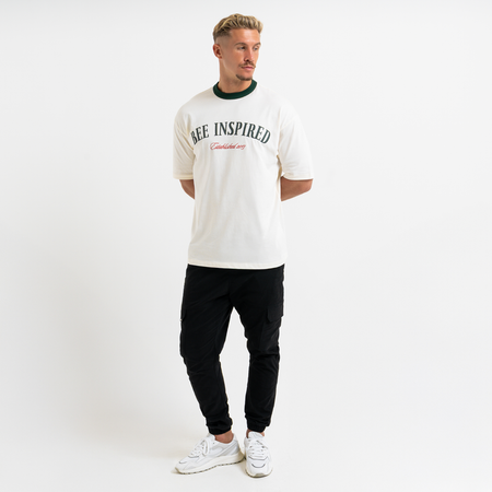 Bee Inspired Willock T-Shirt in Off-White, relaxed fit tee with a collegiate-inspired graphic, styled shot