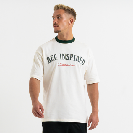 Bee Inspired Willock T-Shirt in Off-White, relaxed fit tee with a collegiate-inspired graphic, front view
