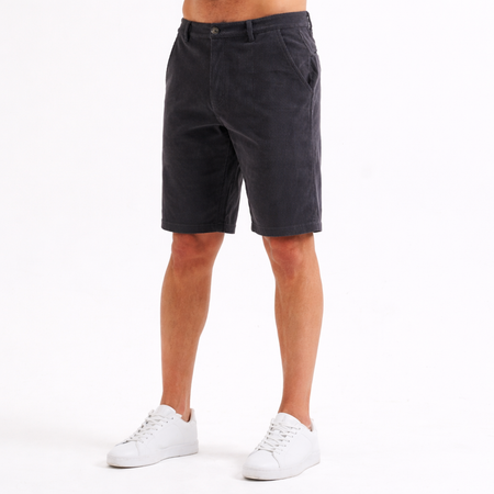 Bee Inspired Zamorano Shorts in Charcoal, cord shorts with a soft hand-feel, close-up