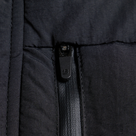 Bee Inspired Aaronson Gilet in Black, heavyweight hooded gilet with a chest pocket and multiple utility pockets, back view