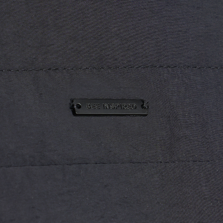 Bee Inspired Aaronson Gilet in Black, heavyweight hooded gilet with a chest pocket and multiple utility pockets, front view