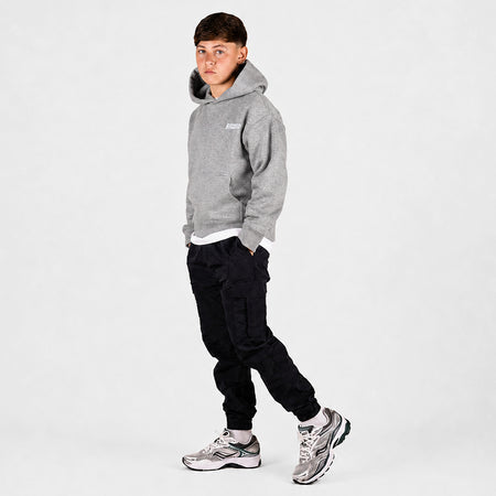 Bee Inspired Junior Aguirre Hoodie in Grey/Pink, relaxed fit junior hoodie with a raised chest and back print, styled shot