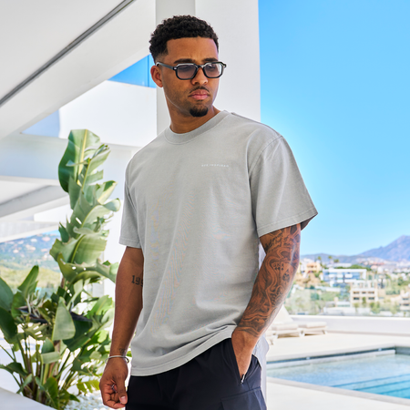Bee Inspired Alonso Oversized T-Shirt in Faded Storm, oversized fit graphic tee with a laid-back shape and faded wash