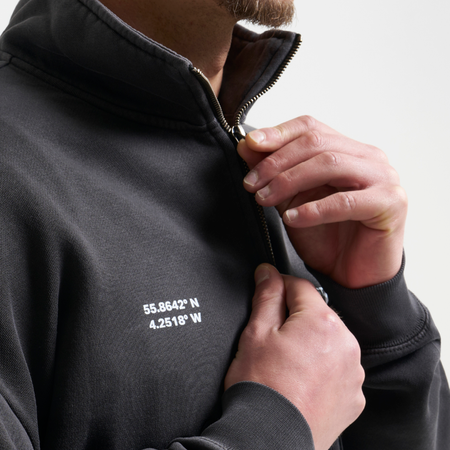 Bee Inspired Sosa 1/4 Zip in Washed Black, quarter-zip top in premium heavyweight cotton, back view