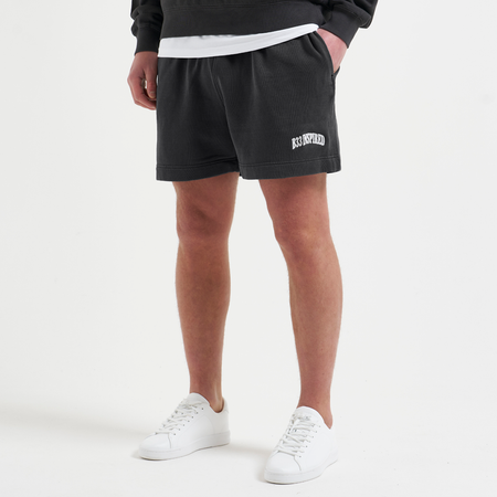 Bee Inspired Zabaleta Short in Washed Black, relaxed fit shorts in premium heavyweight cotton, back view