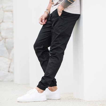 Bee Inspired Vesga Military Cargo in Black, military-style cargo trousers, front view