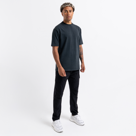 Bee Inspired Colwill T-shirt in Black, tee with a distinctive crossover collar detail, close-up