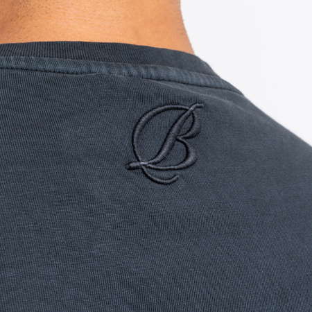 Bee Inspired Colwill T-shirt in Black, tee with a distinctive crossover collar detail, back view