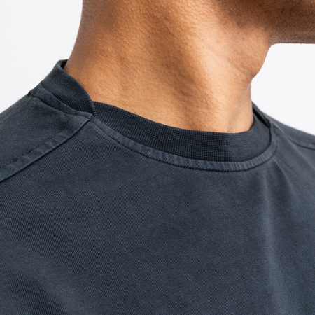 Bee Inspired Colwill T-shirt in Black, tee with a distinctive crossover collar detail, alternate angle
