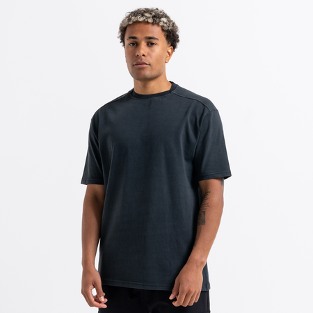 Bee Inspired Colwill T-shirt in Black, tee with a distinctive crossover collar detail, front view