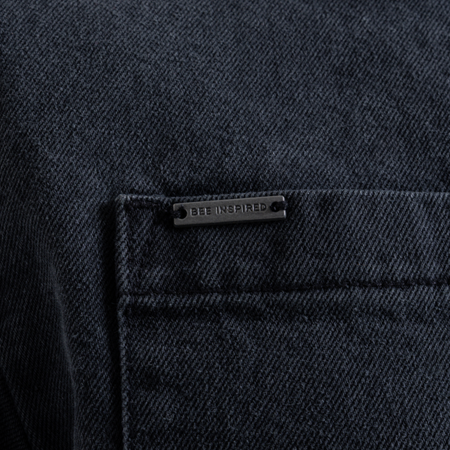 Bee Inspired Devine Overshirt in Black, relaxed fit cotton overshirt, back view