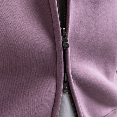 Bee Inspired Diallo Zip Hoodie in Mauve Dusk, relaxed fit zip hoodie with stretch cuffs and a kanga pocket, alternate angle