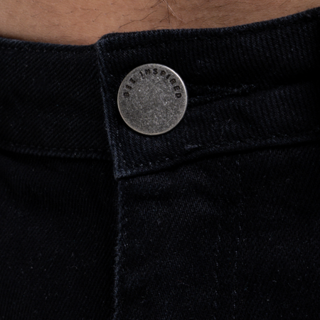Bee Inspired Duro Straight Fit Jeans in Black, straight fit jeans in premium cotton, close-up