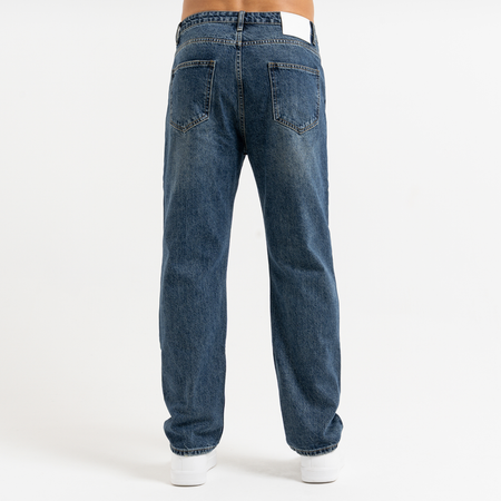 Bee Inspired Duro Straight Fit Jeans in Mid Blue, straight fit jeans in premium cotton, back view