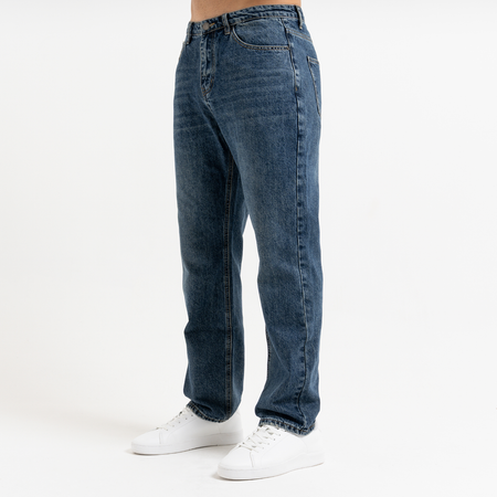 Bee Inspired Duro Straight Fit Jeans in Mid Blue, straight fit jeans in premium cotton, styled shot