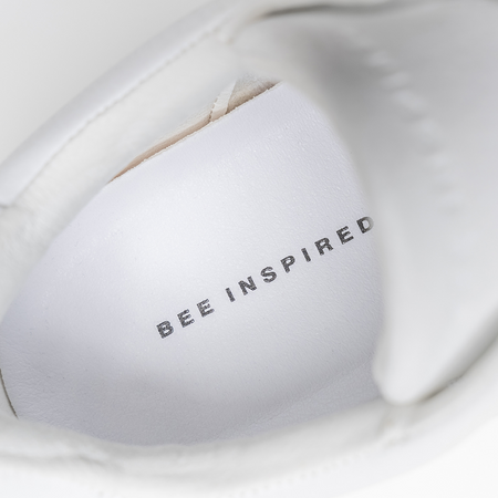 Bee Inspired Ezra Trainer in White, premium trainer in a modern silhouette, close-up