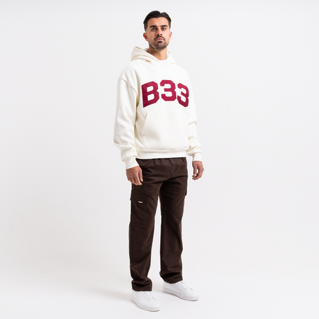 Bee Inspired Figo Hoodie in Off White, waffle fabric hoodie with a soft brushed backing, styled shot