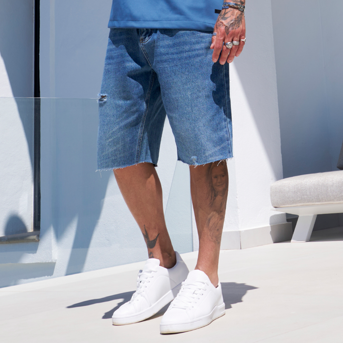 Garnacho Jean Shorts - Mid Blue