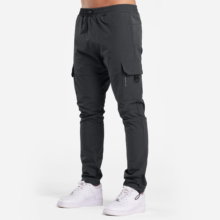 Bee Inspired Guardiola Cargo Pants in Charcoal, regular fit cargo trousers with utility pockets and metal D-ring pulls
