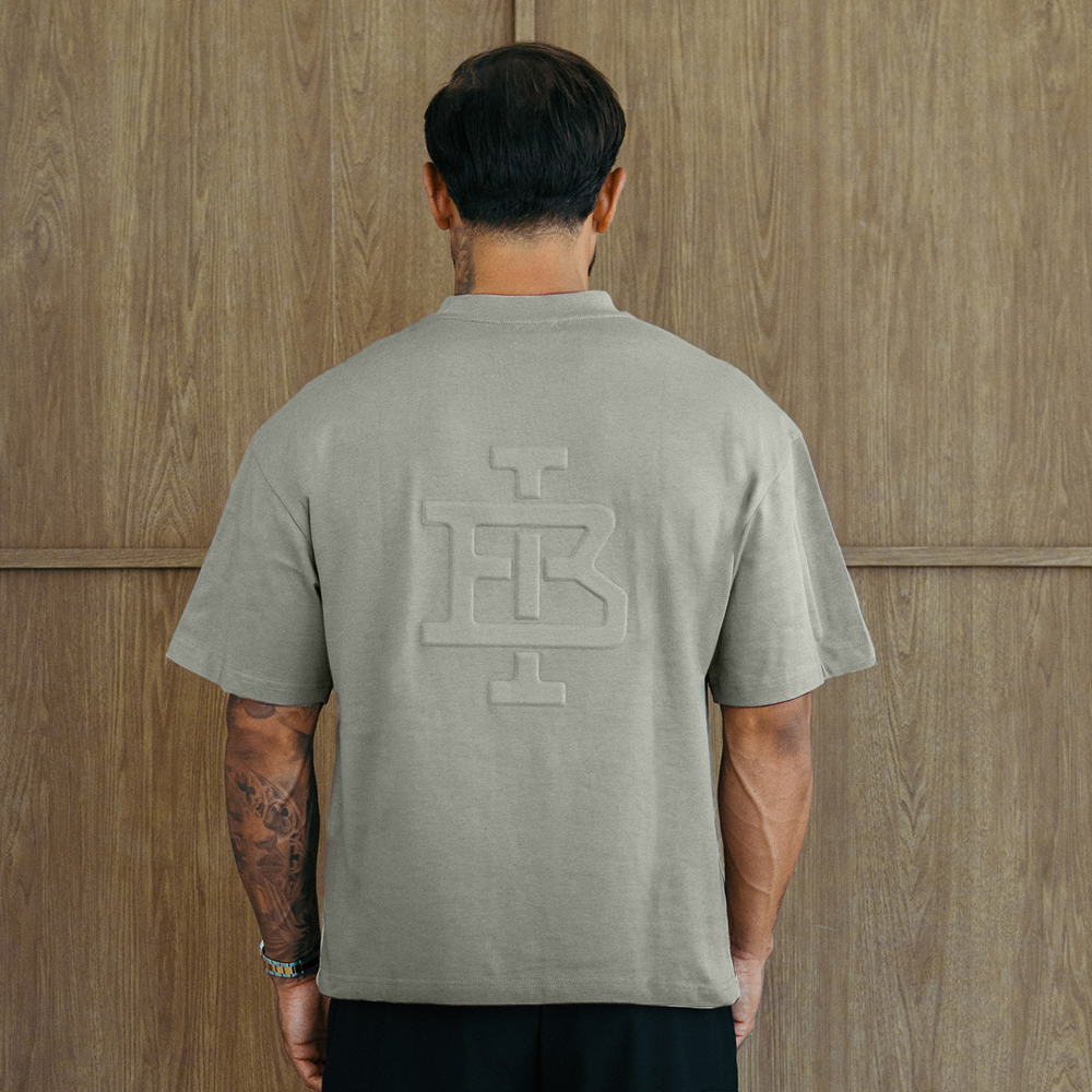 Guedes Oversized Embossed T-Shirt - Khaki