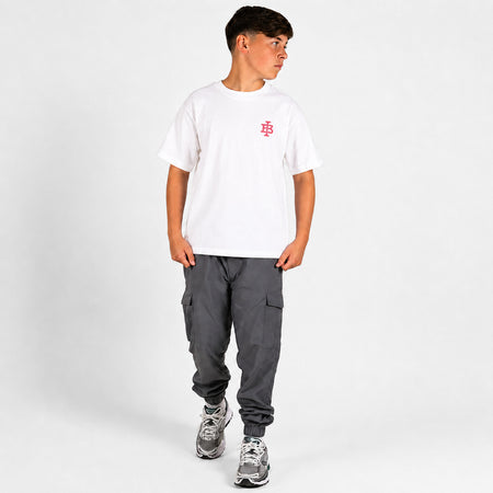 Bee Inspired Junior Guedes T-Shirt in White, relaxed fit junior tee in heavyweight cotton, styled shot