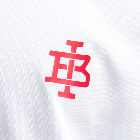 Bee Inspired Guedes T-Shirt in White/Red, relaxed fit tee with the Guedes graphic print, styled shot