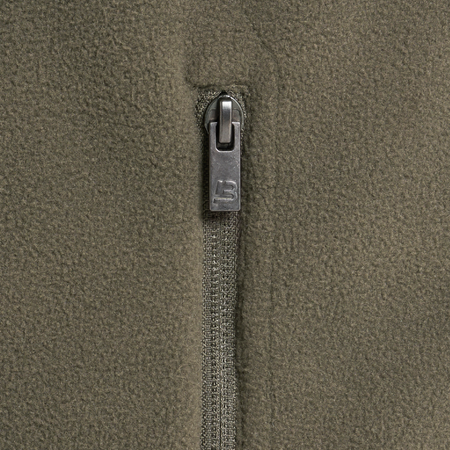 Bee Inspired Hart Zip Through in Khaki, relaxed fit zip-through fleece with cut and sew panelling, alternate angle
