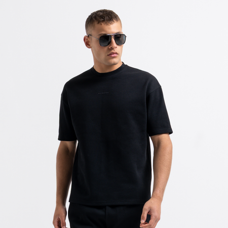 Bee Inspired Henrich T-Shirt in Black, relaxed fit tee in a cotton polyester blend, styled shot