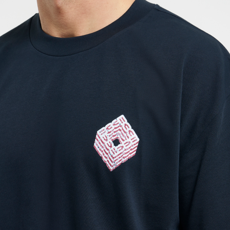 Bee Inspired Icardi Oversized T-Shirt in Navy, oversized fit tee with a straight hem in 100% cotton, back view