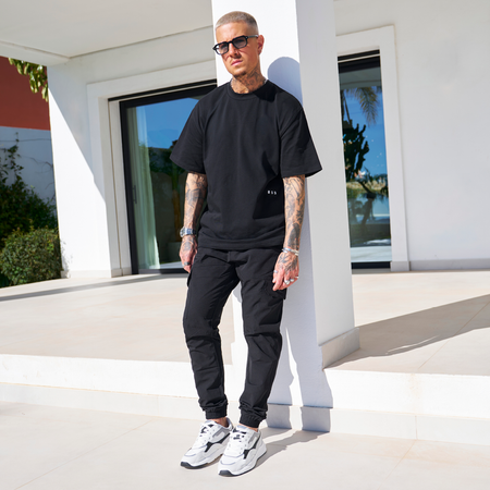 Bee Inspired Initial T-Shirt in Black, regular fit tee, part of the B33 Foundations range, styled shot