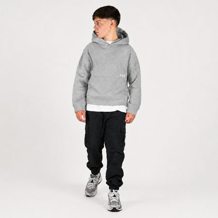 Bee Inspired Junior Initial Hoodie in Grey, relaxed fit junior hoodie, styled shot