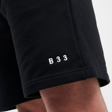 Bee Inspired Initial Short in Black, relaxed fit shorts, part of the B33 Foundations range, back view